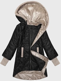 Čierna dámska prešívaná bunda s ozdobným sťahovacím lemom S'West (B8345-1)