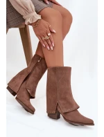 Kozaki Damskie Ocieplane Z Wywiniętą Cholewką Vinceza 16516 Beżowe