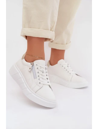 Kožené dámské polobotky s zipem bílé Althea