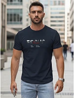 Pánske tričko s veľkým nápisom, bavlnené, tmavomodré, FashionStreet NX5137R Pánske tričko s veľkým nápisom, bavlnené, tmavomodré, FashionStreet NX5137R