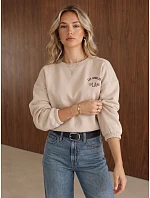 Dámska mikina oversize s výšivkou, béžová, FashionStreet BY1571 Dámska mikina oversize s výšivkou, béžová, FashionStreet BY1571