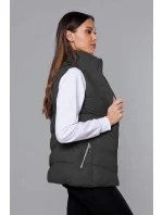 Perová dámska vesta v army farbe (5M719-136)