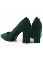 Zelené semišové lodičky na ihlovom podpätku Sergio Leone PB216