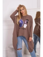 Blúzka s oversize potlačou mocca