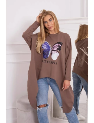 Blúzka s oversize potlačou mocca