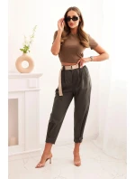 Letné nohavice Punto so zapínaním na gombíky tmavá khaki