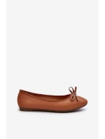 Baleriny Eko Skórzane Z Kokardką Camel Sandelal