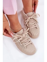 Sneakersy Damskie Ze Zdobieniem Na Platformie Beżowe Eanneth