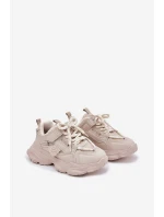 Sneakersy Dziecięce Na Platformie Beżowe Hanomess