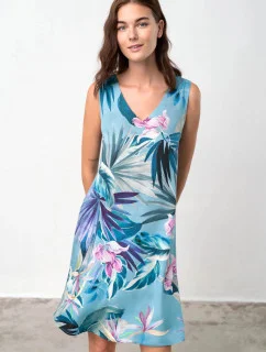 Dámske modré šaty Bahia 18527 s kvetmi - Vamp
