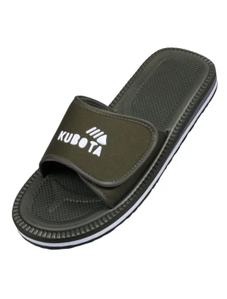 Žabky na suchý zips Kubota v khaki farbe K0000-100-005-19-1