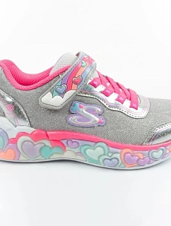Skechers S Lights LED detská športová obuv pre dievčatá na suchý zips Grey