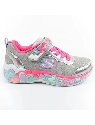Skechers S Lights LED detská športová obuv pre dievčatá na suchý zips Grey Skechers S Lights LED detská športová obuv pre dievčatá na suchý zips Grey
