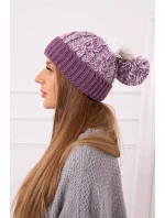 Dámska čiapka s brmbolcom Abigail K326 fialová+biela Dámska čiapka s brmbolcom Abigail K326 fialová+biela