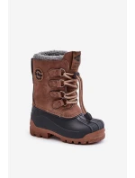 Wysokie Ciepłe Śniegowce Dziecięce Ze Ściągaczem Lee Cooper LCJ-24-44-2842K Brązowe