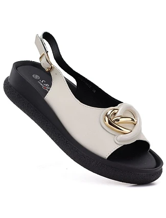 Dámske kožené sandále na platforme béžovej farby S.Barski 61-6047