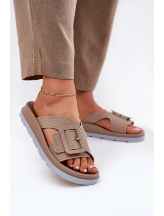 Pachnące Klapki Damskie Z Ozdobną Klamrą ZAXY RR285076 Beżowe