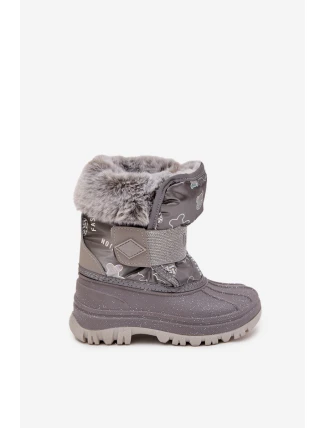 Dětské zimní boty s kožešinou na suchý zip Lee Cooper LCJ-25-10-3788 šedé