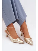 Dámské sandály na podpatku s řemínky a přezkou Zlaté Parina