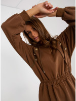 Hnedé mikinové šaty s kapucňou