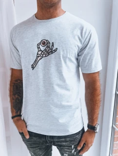 Svetlo šedé pánske tričko s potlačou FashionStreet RX5282