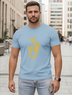 Pánske bavlnené tričko s potlačou Smile Crown modré FashionStreet NX0138R
