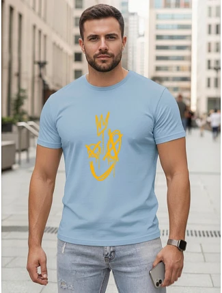 Pánske bavlnené tričko s potlačou Smile Crown modré FashionStreet NX0138R Pánske bavlnené tričko s potlačou Smile Crown modré FashionStreet NX0138R
