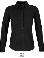 NEOBLU Basile Dámska blúzka z piqué s dlhými rukávmi 24.3791 deep black