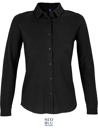 NEOBLU Basile Dámska blúzka z piqué s dlhými rukávmi 24.3791 deep black