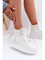 Wysokie Sneakersy Damskie Na Platformie Białe Tillive