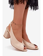 Elegantné dámske sandále na podpätku Zazoo 1085 beige