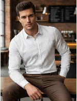 Pánska biela košeľa FashionStreet DX2437 Pánska biela košeľa FashionStreet DX2437