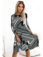 576-1 Svetrové šaty s opaskom - OLIVE v čiernej a béžovej farbe 576-1 Svetrové šaty s opaskom - OLIVE v čiernej a béžovej farbe