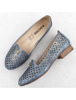 Dámske ažurové topánky na nízkom podpätku modré M.Daszynski SA222-3