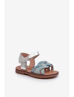 Sandałki Dziecięce Zapinane Na Rzep Z Przeplatającymi Się Paseczkami Niebieskie Dianttha