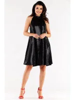 Dámske šaty A563 Čierna s flitrami - Awama