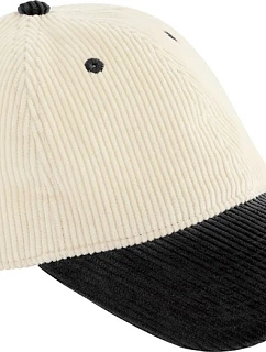 Beechfield B 690 6-panelová čiapka s kšiltom „Contrast Corduroy“ 53.0690 prírodná/čierna