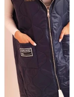 Dámske Plus veľkosť prešívaná vesta s kapucňou na zips Blue