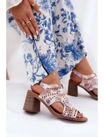 Ażurowe Sandały Damskie Na Słupku Multikolor Tosine