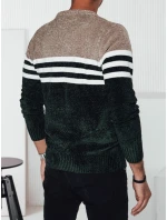 Pánsky pruhovaný zelený sveter FashionStreet WX2231 Pánsky pruhovaný zelený sveter FashionStreet WX2231