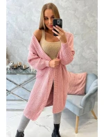 Sveter dlhý kardigan púdrovo ružový