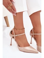 Lakované podpatky s páskem béžové Tarilin Lakované podpatky s páskem béžové Tarilin
