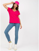Základné fuksiové bavlnené tričko pre ženy