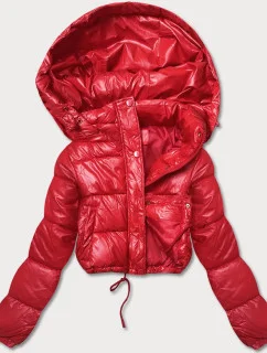 Púzdrová bunda s krátkym rukávom červená (d2-3831-16)