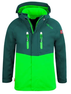 Trollkids Bryggen nepremokavá bunda 3v1 pre chlapcov/dievčatá zelená (418-308)