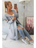 Dlhá pláštenka s kapucňou sivá
