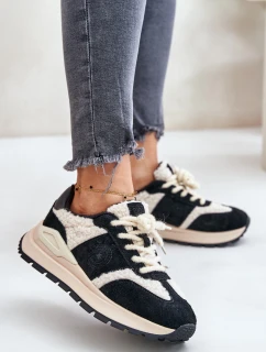 Ocieplane Sneakersy Damskie Skórzane Big Star OO274A318 HI-POLY SYSTEM Czarne