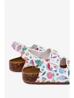 Dziecięce Sandałki Na Korkowej Podeszwie Z Klamrami Owoce Białe Thessa