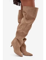 Wsuwane Kozaki Damskie Na Szpilce Beżowe Ysolienne