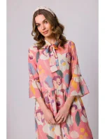 S337 Šifónové šaty s viazaným výstrihom - model 1 S337 Šifónové šaty s viazaným výstrihom - model 1